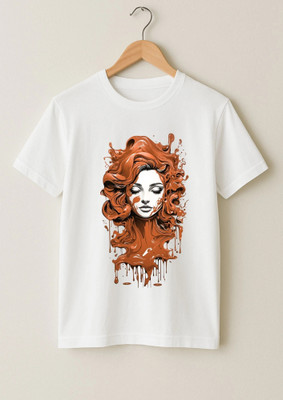 SNIFFY Girls Graphic Print Cotton Blend Regular T Shirt(White, Pack of 1)