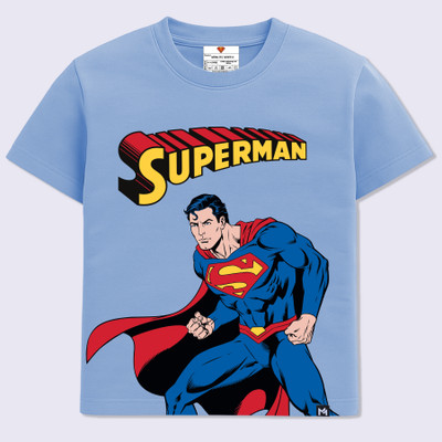 MINUTE MIRTH Boys Graphic Print Pure Cotton Oversized T Shirt(Blue, Pack of 1)