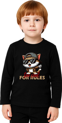 doodleberry Boys Graphic Print Cotton Blend Regular T Shirt(Black, Pack of 1)