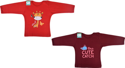 Funtus Baby Boys & Baby Girls Printed Cotton Blend Regular T Shirt(Multicolor, Pack of 2)
