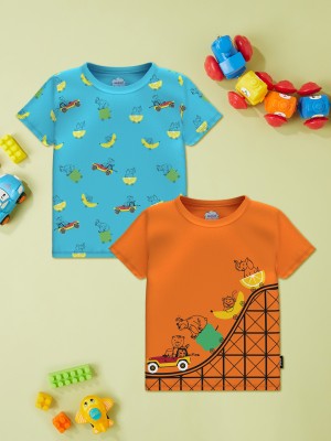NautiNati Baby Boys Graphic Print Pure Cotton T Shirt(Multicolor, Pack of 2)