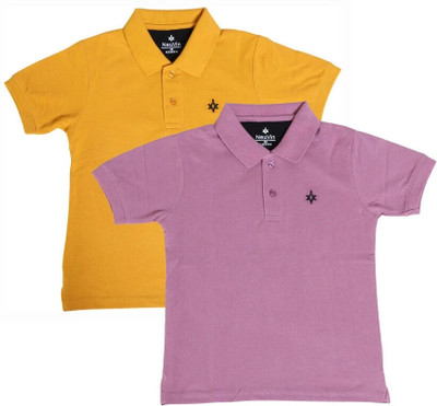 NeuVin Boys Solid Cotton Blend Regular T Shirt(Multicolor, Pack of 2)