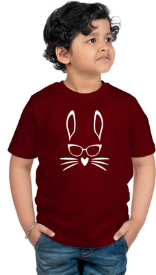 CHOMMBOOKA TRENDING Boys Graphic Print Pure Cotton Regular, Slim T Shirt(Maroon, Pack of 1)