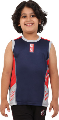 FTX Boys Colorblock Polyester Regular T Shirt(Blue, Pack of 1)