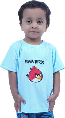Yellowtoons Boys Printed Cotton Blend Regular T Shirt(Light Blue, Pack of 1)