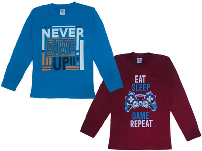 Hitlo Boys & Girls Printed Cotton Blend Regular T Shirt(Multicolor, Pack of 2)