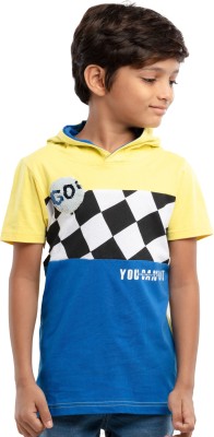 Under Fourteen Only Boys Graphic Print Pure Cotton T Shirt(Yellow, Pack of 1)