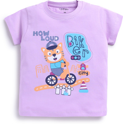 Cutie Melons Boys & Girls Graphic Print Cotton Blend Regular T Shirt(Purple, Pack of 1)