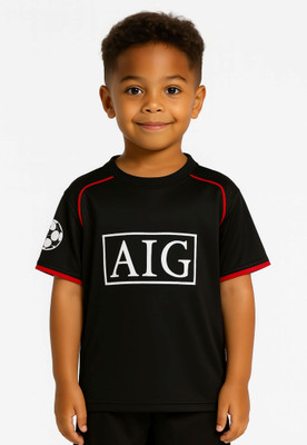 Ryze Boys & Girls Printed Polyester Regular T Shirt(Black, Pack of 1)