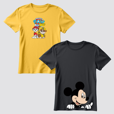 MGRS Baby Boys & Baby Girls Printed, Graphic Print Pure Cotton Regular T Shirt(Multicolor, Pack of 1)