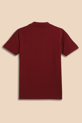 Allen Solly Boys Solid Pure Cotton Regular T Shirt(Maroon, Pack of 1)