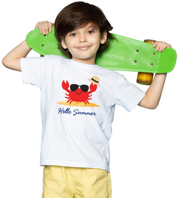 MH FASHION TRENDS Boys Graphic Print Pure Cotton Oversized T Shirt(White, Pack of 1)