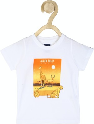 Allen Solly Boys Graphic Print Pure Cotton T Shirt(White, Pack of 1)