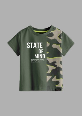 Codez Boys Self Design Cotton Blend T Shirt(Green, Pack of 1)