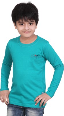 dongli Boys Solid Cotton Blend Regular T Shirt(Blue, Pack of 1)