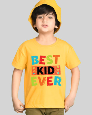 AUSK Boys Printed Cotton Blend Regular T Shirt(Yellow, Dark Blue, Pack of 2)