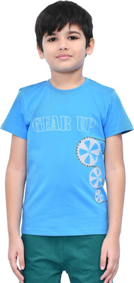 YOUMAA FAB Boys Graphic Print Cotton Blend Regular T Shirt(Blue, Pack of 1)
