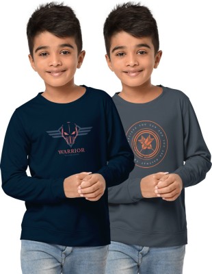 Hellcat Boys Printed Cotton Blend Regular T Shirt(Grey, Pack of 2)