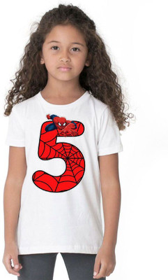 KPPRINT Boys & Girls Printed Cotton Blend Regular T Shirt(White, Pack of 1)