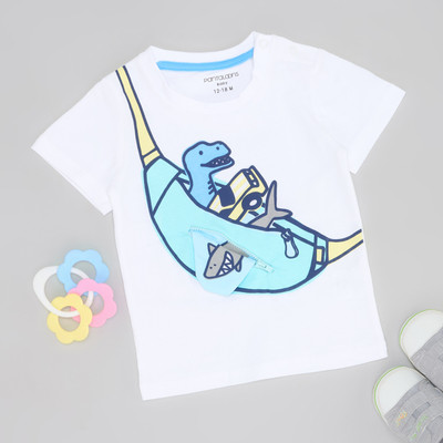 Pantaloons Baby Baby Boys Solid Cotton Blend Regular T Shirt(White, Pack of 1)