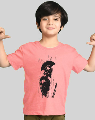 Kiddy Viddy Boys Printed Cotton Blend Regular T Shirt(Pink, Pack of 1)