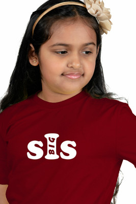 CHOMMBOOKA TRENDING Girls Typography Cotton Blend Regular T Shirt(Maroon, Pack of 1)