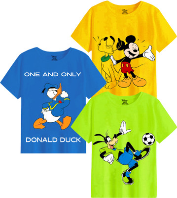 DISNEY BY MISS & CHIEF Boys Printed Cotton Blend Regular T Shirt(Multicolor, Pack of 3)