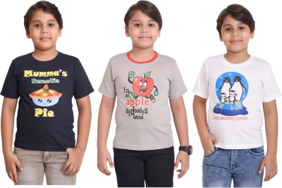 NEO GARMENTS Boys & Girls Solid, Animal Print, Graphic Print Pure Cotton T Shirt(Multicolor, Pack of 3)