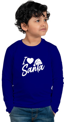 CHOMMBOOKA Boys Typography, Printed Cotton Blend Regular T Shirt(Blue, Pack of 1)