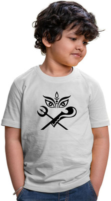 CHOMBOOKA Boys Printed Pure Cotton Regular, Slim T Shirt(Grey, Pack of 1)