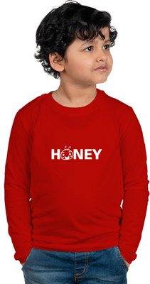CHOMMBOOKA TRENDING Boys Typography Cotton Blend Regular T Shirt(Red, Pack of 1)