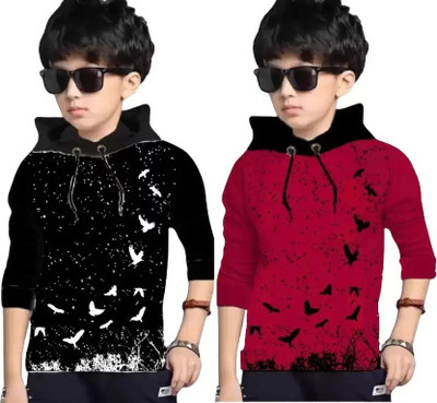 rotaqo Boys Printed Cotton Blend Regular T Shirt(Multicolor, Pack of 1)
