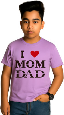 BHAIJIFASHION Boys Graphic Print Polyester Regular T Shirt(Purple, Pack of 1)