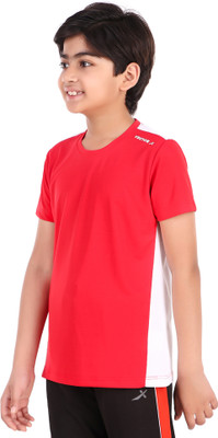 VECTOR X Boys Solid Polyester Regular T Shirt(Red, Pack of 1)
