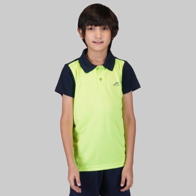 VECTOR X Boys Solid Polyester Regular T Shirt(Green, Pack of 1)