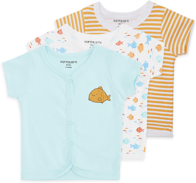 Pantaloons Baby Baby Boys Graphic Print Pure Cotton Regular T Shirt(Multicolor, Pack of 1)