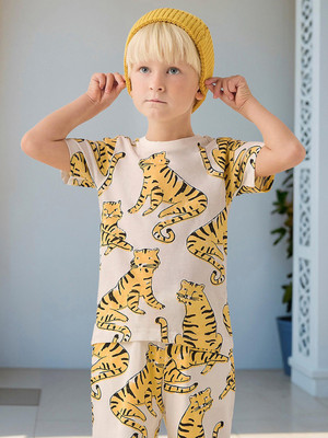 JUNIORS by Babyshop Boys Graphic Print Pure Cotton Regular T Shirt(Multicolor, Pack of 1)