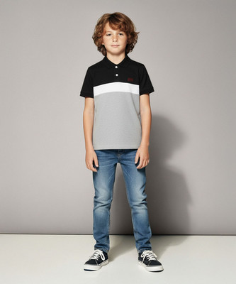 KILLER Boys Printed Pure Cotton Regular T Shirt(Black, Pack of 1)