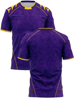 IZON Printed Men V Neck Purple T-Shirt