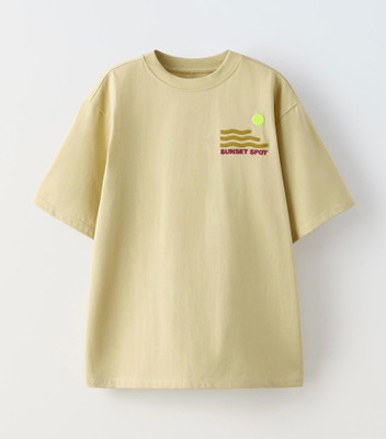PROVOGUE Boys Printed Cotton Blend Oversized T Shirt(Green, Pack of 1)