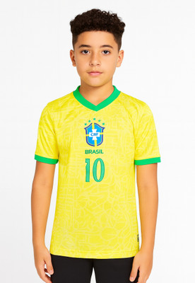 DOSTITCH Boys & Girls Printed Polyester Regular T Shirt(Yellow, Pack of 1)