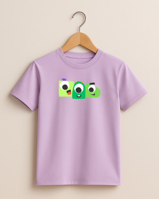 Kidaroo Boys & Girls Printed Pure Cotton Regular T Shirt(Purple, Pack of 1)