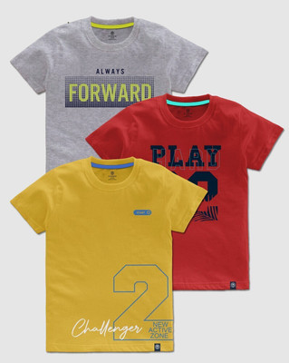 Codez Boys Printed Cotton Blend Regular T Shirt(Multicolor, Pack of 3)