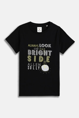 Allen Solly Boys Printed Pure Cotton Regular T Shirt(Black, Pack of 1)