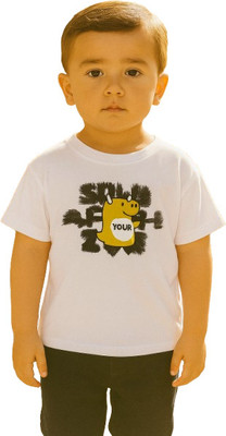 MiniMighty Baby Boys Printed Cotton Blend Regular T Shirt(Beige, Pack of 1)