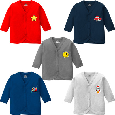 KidBee Baby Boys & Baby Girls Solid Cotton Blend Regular T Shirt(Multicolor, Pack of 5)