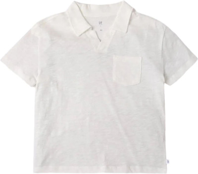 GAP Boys Solid Organic Cotton Regular T Shirt(White, Pack of 1)