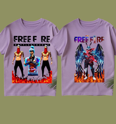 Raktajihva Baby Boys & Baby Girls Printed Polyester Regular, Slim T Shirt(Purple, Pack of 2)