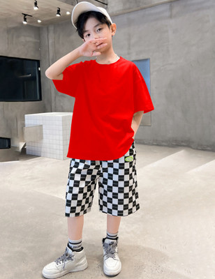 Bullmen Boys Typography, Printed Pure Cotton Oversized T Shirt(Red, Pack of 1)