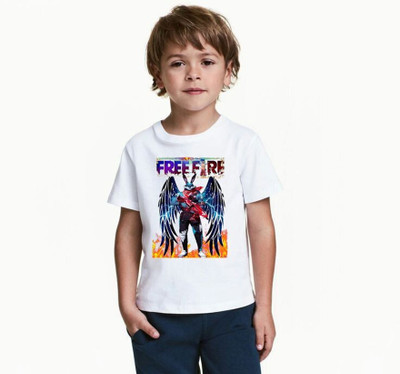 INDIAN EAGLE Boys & Girls Printed Polyester Regular T Shirt(White, Pack of 1)